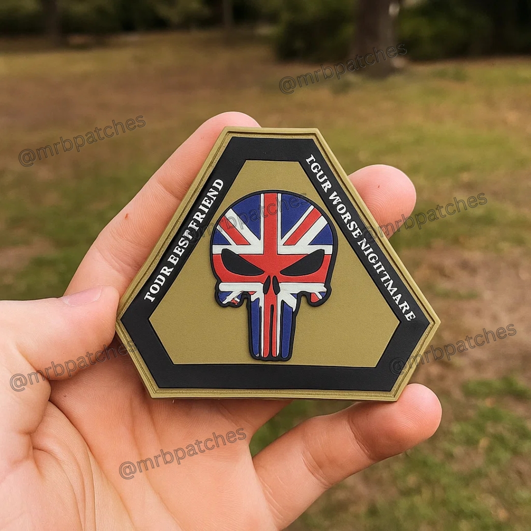 Custom PVC Patch – Union Jack Punisher Skull | Tactical Morale Patch