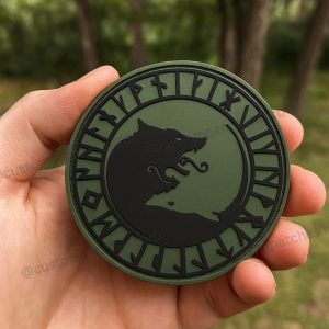 MRB Norse Wolf PVC Patch – Viking Rune Circle Edition